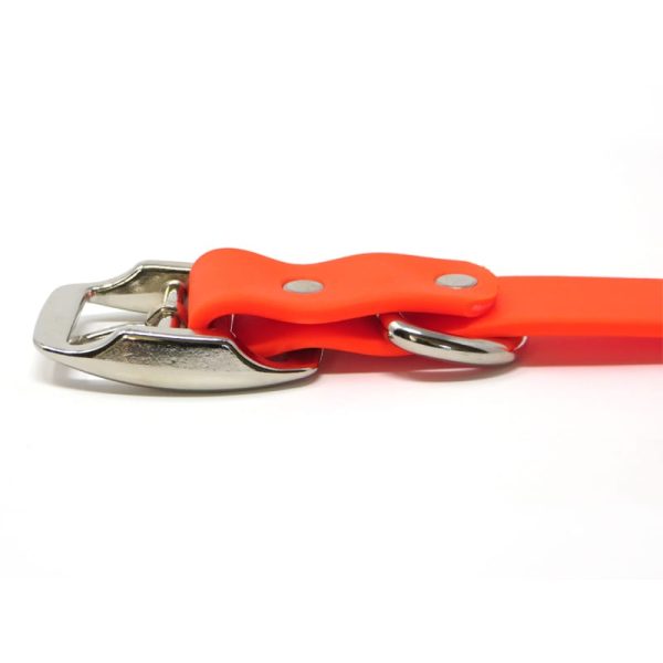 K-9 Komfort 1 Inch TufFlex Orange D Ring Collar Bottom Buckle